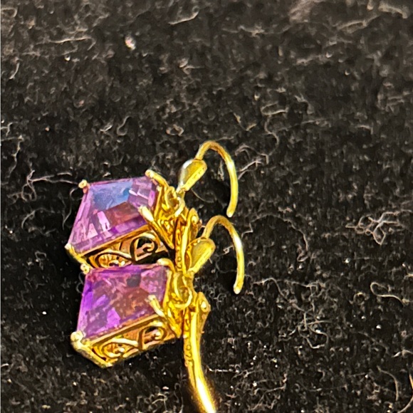 Sterling 925 and Amethyst Vintage Earrings - Picture 2 of 4